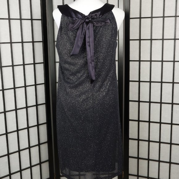Women's Black Shimmery Bow Tie Back Dress - Med. - Picture 4 of 6